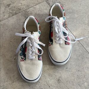 Vans Multicolor Tiger Ed Hardy Inspired Sneakers with White Suede Accents
